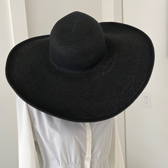 ❤️HOST PICK❤️ NINE WEST Glam Very Wide Brim Black Sun Hat - Picture 4 of 15